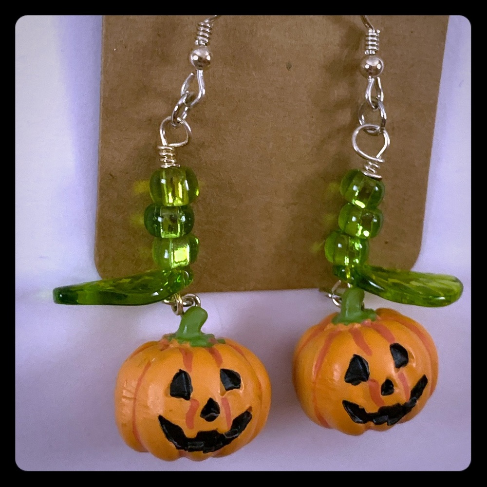 Handmade Jack O’Lantern Drop Earrings
